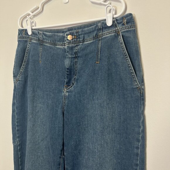 Pilcro Anthropologie Blue Jeans Size 29 Crop Leni Curved Barrel Tapered Stretch - Picture 13 of 16